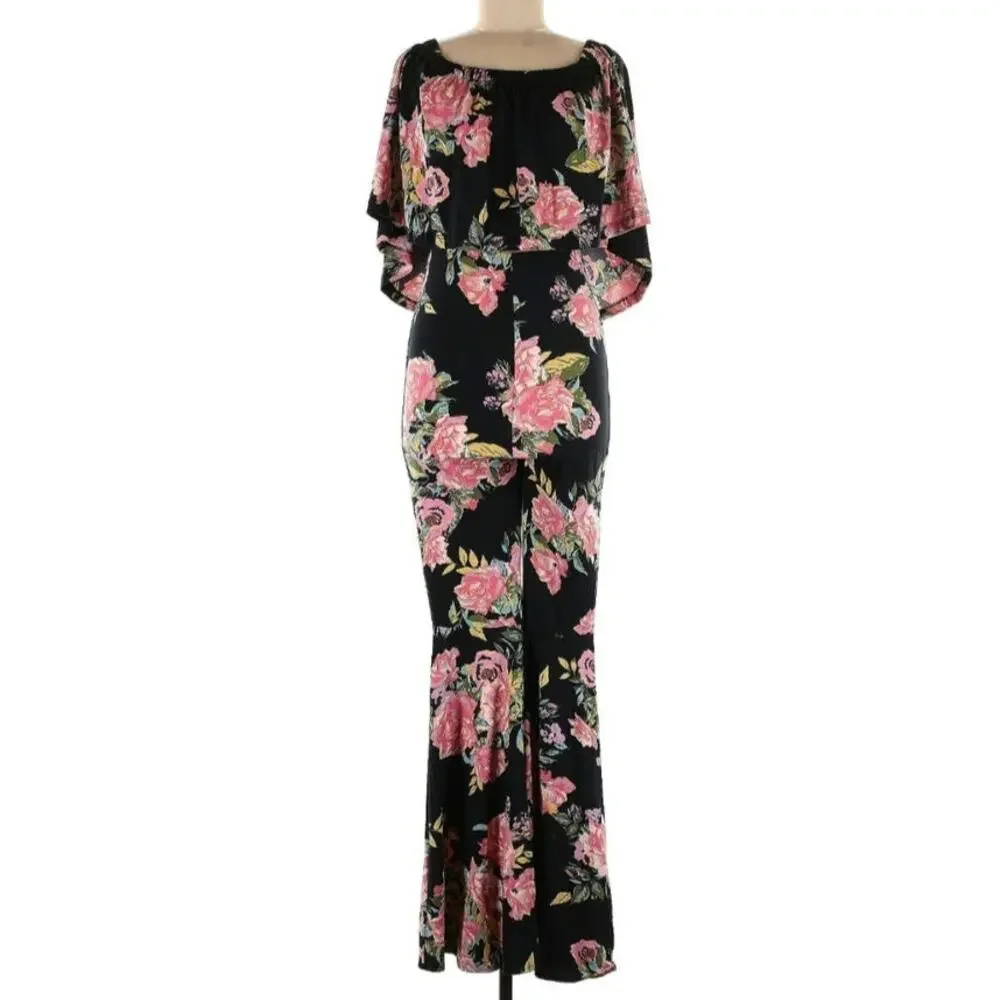Free People Vintage Strapless Floral Medium Jumpsuit